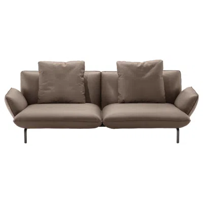 Pre-owned Zanotta Large Dove Sofa In Super Leather With Graphite Painted Aluminium Frame In Gray