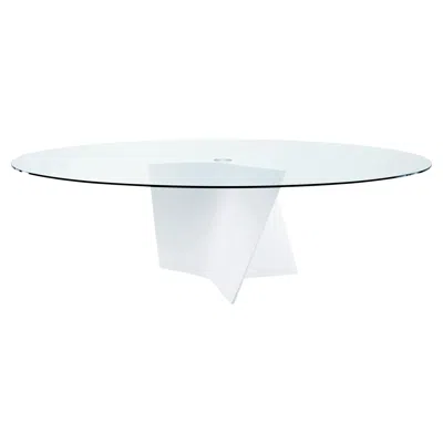 Pre-owned Zanotta Large Elica Table In Clear Glass Top With White Frame By Prospero Rasulo