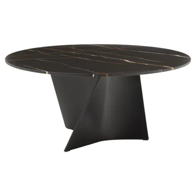 Pre-owned Zanotta Large Elica Table In Sahara Noir Marble Top With Black Frame