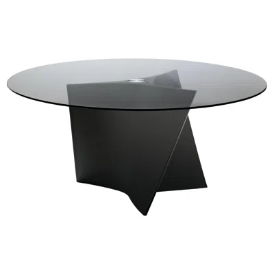Pre-owned Zanotta Large Elica Table In Smoky Glass Top With Black Frame By Prospero Rasulo