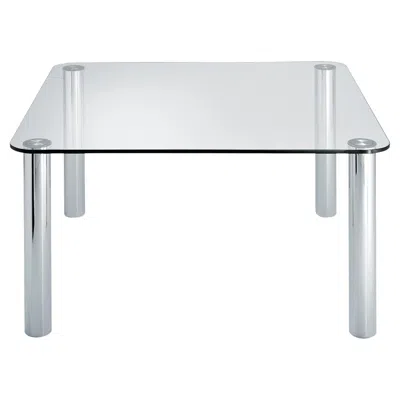 Pre-owned Zanotta Large Marcuso Table In Plate Glass Top With Stainless Steel Legs Frame In Gray