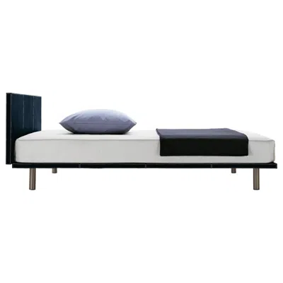 Pre-owned Zanotta Large Milano Bed In Blue Cuoio Cowhide With Steel Frame