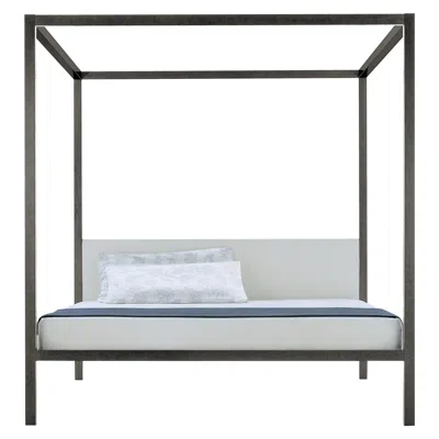 Pre-owned Zanotta Large Milleunanotte Four-poster Bed & Canopy In Grey Varnished Oak Frame In Gray
