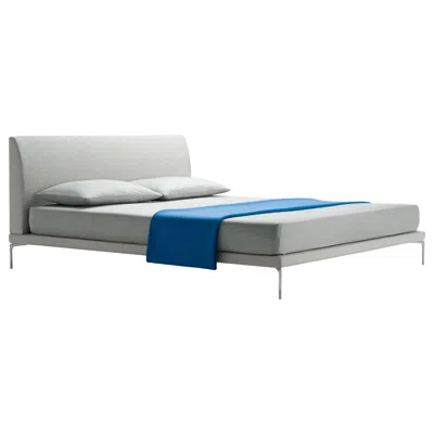 Pre-owned Zanotta Large Talamo Bed With Separate Springings In Grey Upholstery In Gray