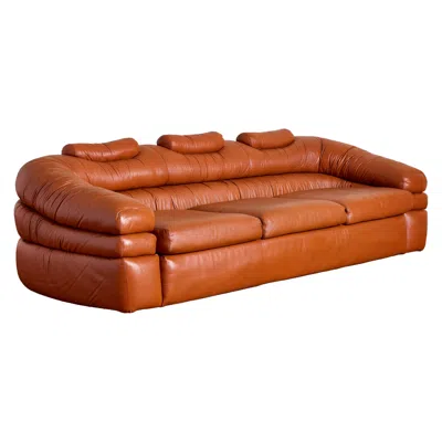 Pre-owned Zanotta Leather Sofa By De Pas, D'urbino, Lomazzi In Brown