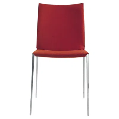 Pre-owned Zanotta Lia Chair In Red Fabric With Polished Aluminum Frame By Roberto Barbieri