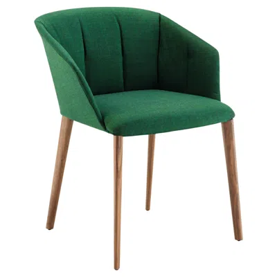 Pre-owned Zanotta Liza Armchair In Green Upholstery With Canaletto Walnut Frame