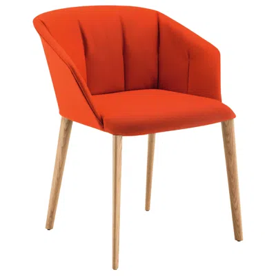 Pre-owned Zanotta Liza Armchair In Orange Upholstery With Natural Oak Frame