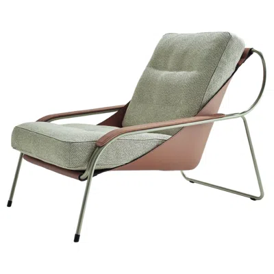 Pre-owned Zanotta Maggiolina Lounge Chair In Tocco Upholstery With Nickel Satin Frame In Gray