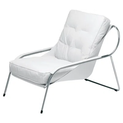 Pre-owned Zanotta Maggiolina Lounge Chair In White Leather & Steel Frame By Marco Zanuso