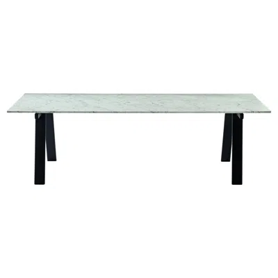 Pre-owned Zanotta Medium Ambrosiano Table In Carrara Marble Top With Black Frame By Mist-o