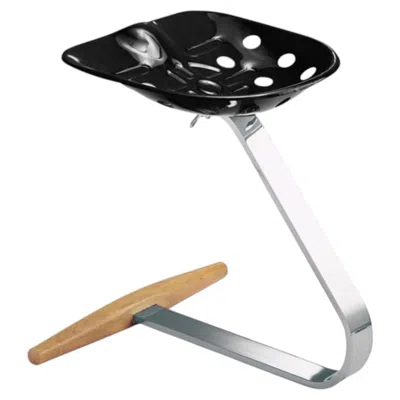 Pre-owned Zanotta Mezzadro Castiglioni Stool In Black With Chromium Plated Base