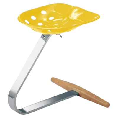 Pre-owned Zanotta Mezzadro Castiglioni Stool In Yellow With Chromium Plated Steel Base