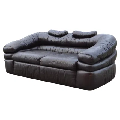 Pre-owned Zanotta Model Straccio De Pas, D'urbino, Lomazzi Original Leather Sofa In Black