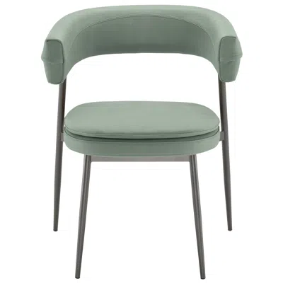 Pre-owned Zanotta Nena Armchair In Green Leather Upholstery With Matt Black Frame