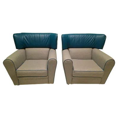 Pre-owned Zanotta Pair Of  Armchairs With Adjustable Headrests In Gray