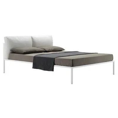 Pre-owned Zanotta Queen Size Nyx Bed In White Fabric With White Painted Steel Frame