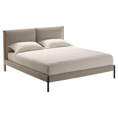 Pre-owned Zanotta Queen Size Ricordi Bed With Separate Springing In Toce Upholstery In Brown