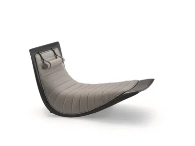 Pre-owned Zanotta Rider Tilting Chaise Longue With Rolled Cushion In Grey Fabric In Gray