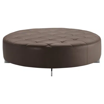 Pre-owned Zanotta Scott Pouf In Brown Nappa Leather With Polished Aluminum Frame