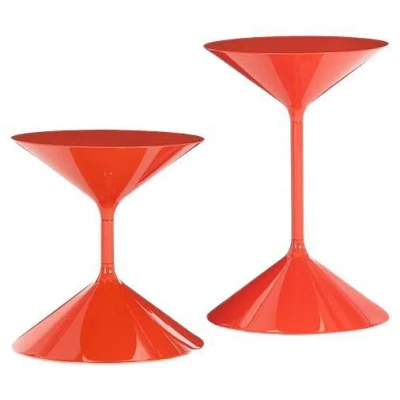 Pre-owned Zanotta Set Of Two Customizable  Tempo Side Tables By Prospero Rasulo In Red