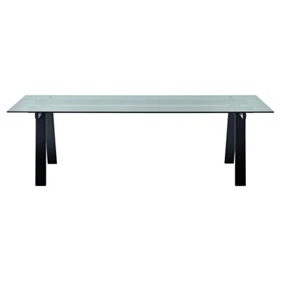 Pre-owned Zanotta Small Ambrosiano Table In Smoky Grey Glass With Black Frame By Mist-o In Gray