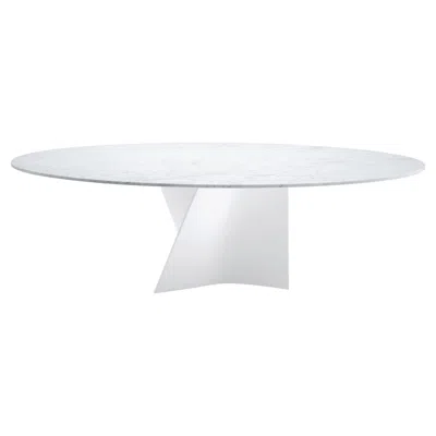 Pre-owned Zanotta Small Elica Table In Carrara Marble Top & White Frame By Prospero Rasulo