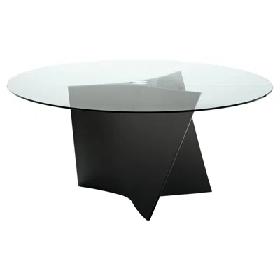 Pre-owned Zanotta Small Elica Table In Clear Glass Top With Black Frame By Prospero Rasulo