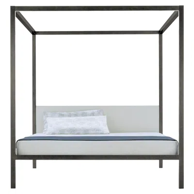 Pre-owned Zanotta Small Milleunanotte Four-poster Bed & Canopy In Grey Varnished Oak Frame In Gray
