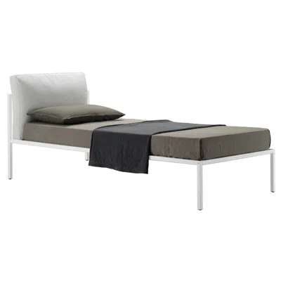Pre-owned Zanotta Small Nyx Bed In White Fabric With White Painted Steel Frame