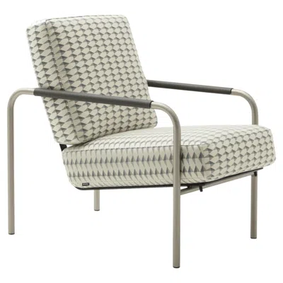 Pre-owned Zanotta Susanna Armchair In Tulip 65904 Fabric & Nickel-satin Finished Frame In Gray