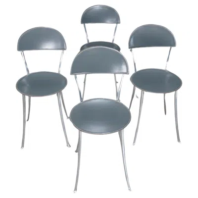 Pre-owned Zanotta Tonietta Metal Chairs By Enzo Mari, Set Of Four In Brown