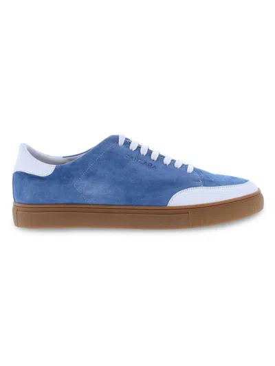 Zanzara Men's Bari Logo Suede Low Top Sneakers In Blue