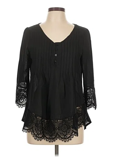 Pre-owned Zanzea Collection 3/4 Sleeve Blouse In Black