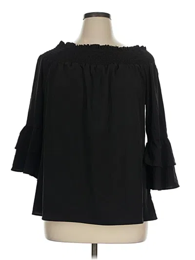 Pre-owned Zanzea Collection 3/4 Sleeve Blouse In Black