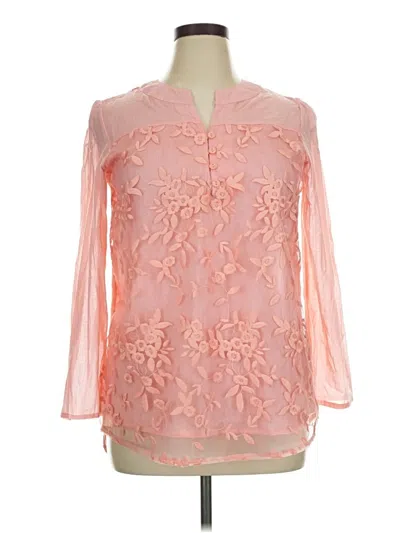 Pre-owned Zanzea Collection 3/4 Sleeve Blouse In Pink