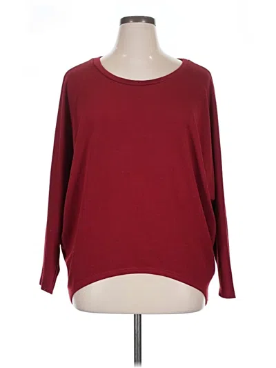 Pre-owned Zanzea Collection 3/4 Sleeve Top Burgundy Boatneck Tops
