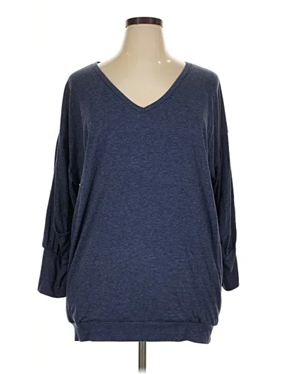 Pre-owned Zanzea Collection 3/4 Sleeve T-shirt In Blue