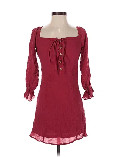 Pre-owned Zanzea Collection Casual Dress In Burgundy