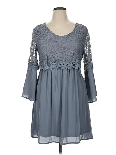 Pre-owned Zanzea Collection Casual Dress In Gray