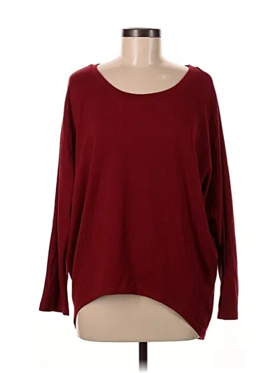 Pre-owned Zanzea Collection Long Sleeve Top Burgundy Boatneck Tops