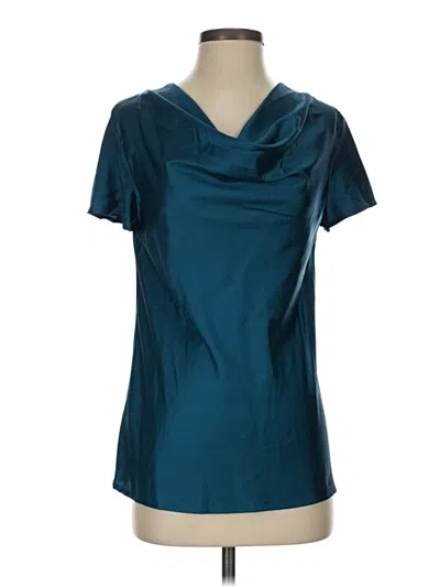 Pre-owned Zanzea Collection Short Sleeve Top Teal Cowl Neck Tops In Blue