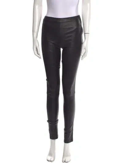 Pre-owned Zapa Paris Leather Skinny Leg Pants In Black