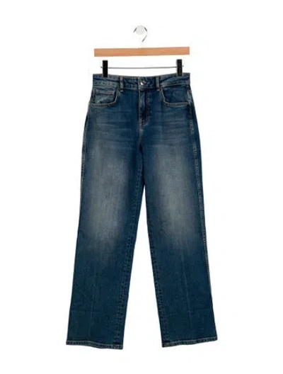 Pre-owned Zapa Paris Mid-rise Wide Leg Jeans In Blue