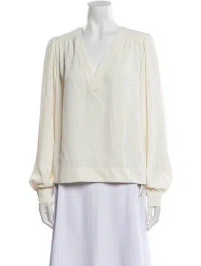 Pre-owned Zapa Paris V-neck Long Sleeve Blouse W/ Tags In Neutral