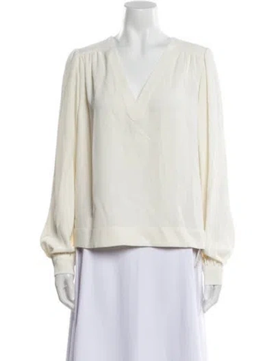 Pre-owned Zapa Paris V-neck Long Sleeve Blouse W/ Tags In Neutral
