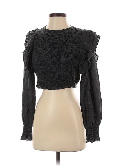 Pre-owned Zara 3/4 Sleeve Blouse In Black