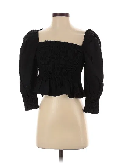 Pre-owned Zara 3/4 Sleeve Blouse In Black