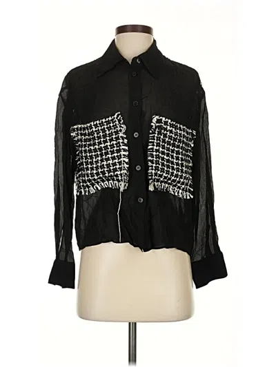 Pre-owned Zara 3/4 Sleeve Blouse In Black