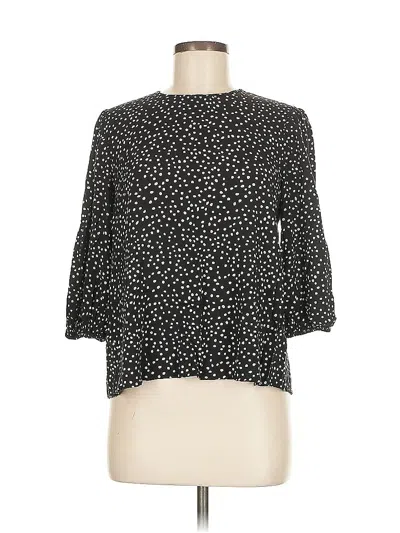 Pre-owned Zara 3/4 Sleeve Blouse In Black